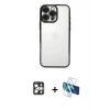 MARSİLYAN™- iPhone 16 Pro Max Kılıf Vadi Minimal - Siyah 3D Antistatik Cam Ekran Koruyucu + PVD Metal Kamera Lens - GS