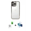 MARSİLYAN™- iPhone 16 Pro Max Kılıf Vadi Minimal - Siyah 3D Antistatik Cam Ekran Koruyucu + Raze Metal Kamera Lens - BZ