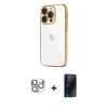 MARSİLYAN™- iPhone 16 Pro Max Kılıf Vadi Minimal - Siyah 3D Antistatik Hayalet Cam Ekran Koruyucu + Pers Alüminyum Kamera Lens - GS