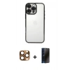 MARSİLYAN™- iPhone 16 Pro Max Kılıf Vadi Minimal - Siyah 3D Antistatik Hayalet Cam Ekran Koruyucu + Pers Alüminyum Kamera Lens - CLTM