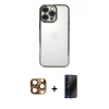 MARSİLYAN™- iPhone 16 Pro Max Kılıf Vadi Minimal - Siyah 3D Antistatik Hayalet Cam Ekran Koruyucu + Pers Alüminyum Kamera Lens - CLTM