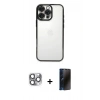 MARSİLYAN™- iPhone 16 Pro Max Kılıf Vadi Minimal - Siyah 3D Antistatik Hayalet Cam Ekran Koruyucu + Pers Alüminyum Kamera Lens - GI