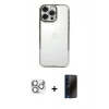 MARSİLYAN™- iPhone 16 Pro Max Kılıf Vadi Minimal - Siyah 3D Antistatik Hayalet Cam Ekran Koruyucu + Pers Alüminyum Kamera Lens - GS