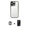MARSİLYAN™- iPhone 16 Pro Max Kılıf Vadi Minimal - Siyah 3D Antistatik Hayalet Cam Ekran Koruyucu + PVD Metal Kamera Lens - GS