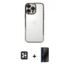 MARSİLYAN™- iPhone 16 Pro Max Kılıf Vadi Minimal - Siyah 3D Antistatik Hayalet Cam Ekran Koruyucu + PVD Metal Kamera Lens - SH