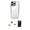 MARSİLYAN™- iPhone 16 Pro Max Kılıf Vadi Minimal - Siyah 3D Antistatik Hayalet Cam Ekran Koruyucu + Raze Metal Kamera Lens - BZ