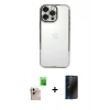 MARSİLYAN™- iPhone 16 Pro Max Kılıf Vadi Minimal - Siyah 3D Antistatik Hayalet Cam Ekran Koruyucu + Raze Metal Kamera Lens - NLGY