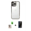 MARSİLYAN™- iPhone 16 Pro Max Kılıf Vadi Minimal - Siyah 3D Antistatik Hayalet Cam Ekran Koruyucu + Raze Metal Kamera Lens - NLGY
