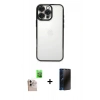 MARSİLYAN™- iPhone 16 Pro Max Kılıf Vadi Minimal - Siyah 3D Antistatik Hayalet Cam Ekran Koruyucu + Raze Metal Kamera Lens - NLGY