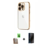 MARSİLYAN™- iPhone 16 Pro Max Kılıf Vadi Minimal - Siyah 3D Antistatik Hayalet Cam Ekran Koruyucu + Raze Metal Kamera Lens - CLTM