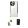 MARSİLYAN™- iPhone 16 Pro Max Kılıf Vadi Minimal - Siyah 3D Antistatik Hayalet Cam Ekran Koruyucu + Raze Metal Kamera Lens - CLTM