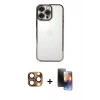 MARSİLYAN™- iPhone 16 Pro Max Kılıf Vadi Minimal - Siyah 3D Antistatik Mat Seramik Nano Ekran Koruyucu + Pers Alüminyum Kamera Lens - CLTM