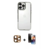 MARSİLYAN™- iPhone 16 Pro Max Kılıf Vadi Minimal - Siyah 3D Antistatik Mat Seramik Nano Ekran Koruyucu + Pers Alüminyum Kamera Lens - CLTM