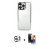 MARSİLYAN™- iPhone 16 Pro Max Kılıf Vadi Minimal - Siyah 3D Antistatik Mat Seramik Nano Ekran Koruyucu + Pers Alüminyum Kamera Lens - GI