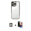 MARSİLYAN™- iPhone 16 Pro Max Kılıf Vadi Minimal - Siyah 3D Antistatik Mat Seramik Nano Ekran Koruyucu + PVD Metal Kamera Lens - GD