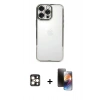 MARSİLYAN™- iPhone 16 Pro Max Kılıf Vadi Minimal - Siyah 3D Antistatik Mat Seramik Nano Ekran Koruyucu + PVD Metal Kamera Lens - GD