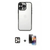 MARSİLYAN™- iPhone 16 Pro Max Kılıf Vadi Minimal - Siyah 3D Antistatik Mat Seramik Nano Ekran Koruyucu + PVD Metal Kamera Lens - GD