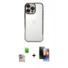 MARSİLYAN™- iPhone 16 Pro Max Kılıf Vadi Minimal - Siyah 3D Antistatik Mat Seramik Nano Ekran Koruyucu + Raze Metal Kamera Lens - NLGY