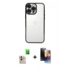 MARSİLYAN™- iPhone 16 Pro Max Kılıf Vadi Minimal - Siyah 3D Antistatik Mat Seramik Nano Ekran Koruyucu + Raze Metal Kamera Lens - NLGY