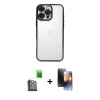 MARSİLYAN™- iPhone 16 Pro Max Kılıf Vadi Minimal - Siyah 3D Antistatik Mat Seramik Nano Ekran Koruyucu + Siyah Raze Metal Kamera Lens