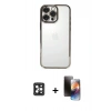 MARSİLYAN™- iPhone 16 Pro Max Kılıf Vadi Minimal - Siyah 3D Antistatik Mat Seramik Nano Ekran Koruyucu + PVD Metal Kamera Lens - SH