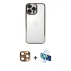 MARSİLYAN™- iPhone 16 Pro Max Kılıf Vadi Minimal - Siyah 3D Antistatik Seramik Nano Ekran Koruyucu + Çöl Titanyum Pers Alüminyum Kamera Lens