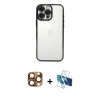 MARSİLYAN™- iPhone 16 Pro Max Kılıf Vadi Minimal - Siyah 3D Antistatik Seramik Nano Ekran Koruyucu + Çöl Titanyum Pers Alüminyum Kamera Lens