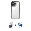 MARSİLYAN™- iPhone 16 Pro Max Kılıf Vadi Minimal - Siyah 3D Antistatik Seramik Nano Ekran Koruyucu + Gümüş Bilvis Titan Kamera Lens