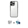MARSİLYAN™- iPhone 16 Pro Max Kılıf Vadi Minimal - Siyah 3D Antistatik Seramik Nano Ekran Koruyucu + Gümüş Pers Alüminyum Kamera Lens