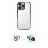 MARSİLYAN™- iPhone 16 Pro Max Kılıf Vadi Minimal - Siyah 3D Antistatik Seramik Nano Ekran Koruyucu + Gümüş Pers Alüminyum Kamera Lens
