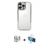 MARSİLYAN™- iPhone 16 Pro Max Kılıf Vadi Minimal - Siyah 3D Antistatik Seramik Nano Ekran Koruyucu + Gümüş Pers Alüminyum Kamera Lens