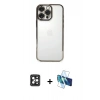 MARSİLYAN™- iPhone 16 Pro Max Kılıf Vadi Minimal - Siyah 3D Antistatik Seramik Nano Ekran Koruyucu + PVD Metal Kamera Lens - SH