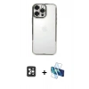 MARSİLYAN™- iPhone 16 Pro Max Kılıf Vadi Minimal - Siyah 3D Antistatik Seramik Nano Ekran Koruyucu + PVD Metal Kamera Lens - SH