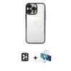 MARSİLYAN™- iPhone 16 Pro Max Kılıf Vadi Minimal - Siyah 3D Antistatik Seramik Nano Ekran Koruyucu + PVD Metal Kamera Lens - SH