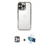 MARSİLYAN™- iPhone 16 Pro Max Kılıf Vadi Minimal - Siyah 3D Antistatik Seramik Nano Ekran Koruyucu + PVD Metal Kamera Lens - GS