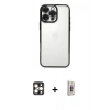 MARSİLYAN™- iPhone 16 Pro Max Kılıf Vadi Minimal - Siyah Bilvis 3D Cam Ekran Koruyucu + PVD Metal Kamera Lens - GD