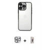 MARSİLYAN™- iPhone 16 Pro Max Kılıf Vadi Minimal - Siyah Bilvis 3D Cam Ekran Koruyucu + Gri Pers Alüminyum Kamera Lens