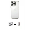 MARSİLYAN™- iPhone 16 Pro Max Kılıf Vadi Minimal - Siyah Bilvis 3D Cam Ekran Koruyucu + Gri Pers Alüminyum Kamera Lens