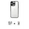 MARSİLYAN™- iPhone 16 Pro Max Kılıf Vadi Minimal - Siyah Bilvis 3D Cam Ekran Koruyucu + Pers Alüminyum Kamera Lens - GS