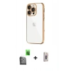 MARSİLYAN™- iPhone 16 Pro Max Kılıf Vadi Minimal - Siyah Bilvis 3D Cam Ekran Koruyucu + Raze Metal Kamera Lens - SH