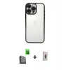 MARSİLYAN™- iPhone 16 Pro Max Kılıf Vadi Minimal - Siyah Bilvis 3D Cam Ekran Koruyucu + Raze Metal Kamera Lens - SH