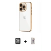 MARSİLYAN™- iPhone 16 Pro Max Kılıf Vadi Minimal - Siyah Bilvis 3D Cam Ekran Koruyucu + PVD Metal Kamera Lens - SH