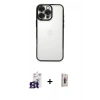 MARSİLYAN™- iPhone 16 Pro Max Kılıf Vadi Minimal - Siyah Bilvis 3D Cam Ekran Koruyucu + Bilvis Titan Kamera Lens - TMGI