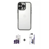 MARSİLYAN™- iPhone 16 Pro Max Kılıf Vadi Minimal - Siyah Bilvis 3X AR Hayalet Cam Ekran Koruyucu + Bilvis Titan Kamera Lens - GS