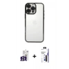 MARSİLYAN™- iPhone 16 Pro Max Kılıf Vadi Minimal - Siyah Bilvis 3X AR Hayalet Cam Ekran Koruyucu + Bilvis Titan Kamera Lens - TMGI