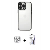 MARSİLYAN™- iPhone 16 Pro Max Kılıf Vadi Minimal - Siyah Bilvis 3X AR Hayalet Cam Ekran Koruyucu + Pers Alüminyum Kamera Lens - GS