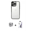MARSİLYAN™- iPhone 16 Pro Max Kılıf Vadi Minimal - Siyah Bilvis 3X AR Hayalet Cam Ekran Koruyucu + Pers Alüminyum Kamera Lens - GI