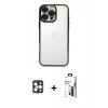MARSİLYAN™- iPhone 16 Pro Max Kılıf Vadi Minimal - Siyah Bilvis 3X AR Hayalet Cam Ekran Koruyucu + PVD Metal Kamera Lens - GD