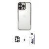 MARSİLYAN™- iPhone 16 Pro Max Kılıf Vadi Minimal - Siyah Bilvis 3X AR Hayalet Cam Ekran Koruyucu + PVD Metal Kamera Lens - GS