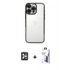 MARSİLYAN™- iPhone 16 Pro Max Kılıf Vadi Minimal - Siyah Bilvis 3X AR Hayalet Cam Ekran Koruyucu + PVD Metal Kamera Lens - SH